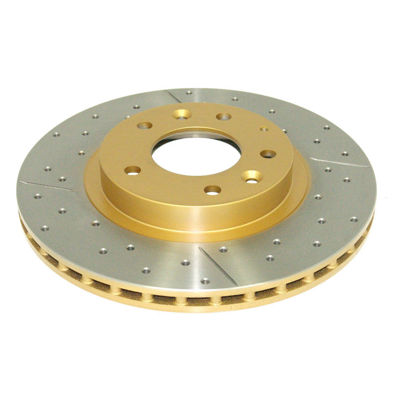 DBA Mazda Miata MX-5 (NC) Street Series Drilled & Slotted Front Brake Rotor, Gold Hat (DBA2959X)