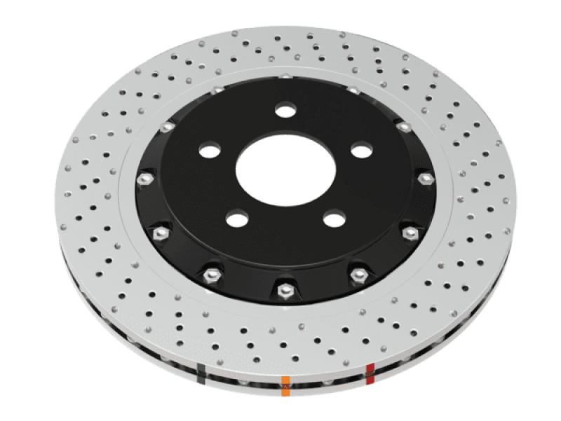 DBA Cadillac CTS-V 5000 Series XD Drilled & Dimpled 2-Piece Front Right Brake Rotor, Black Hat (DBA52608BLKRXD)