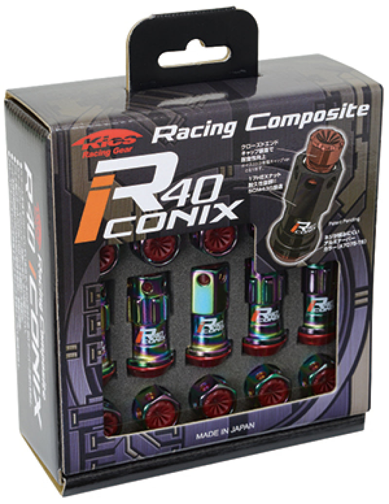 Project Kics 16+4 Locks Neochrome R40 Iconix w/ Plastic Cap (Black) - 12x1.25 (WRIF13NK)