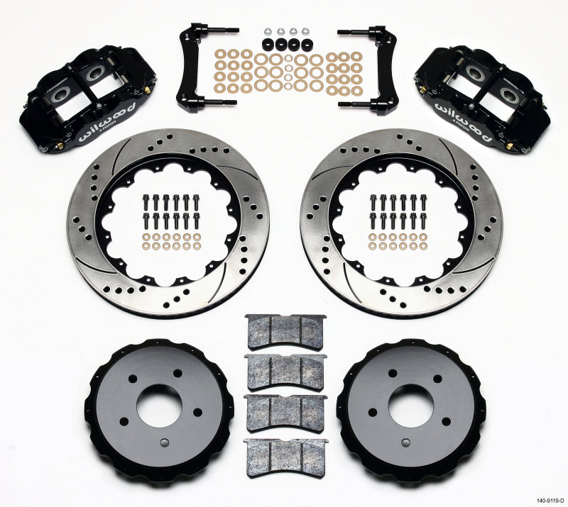 Wilwood 1997-2013 Chevrolet Corvette C5/C6 Forged Narrow Superlite 4R Rear Big Brake Kit (14in) - Black / Drilled & Slotted