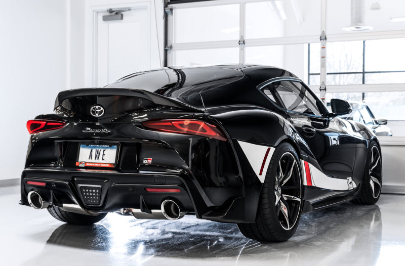 AWE Tuning 2020 Toyota Supra A90 Non-Resonated Touring Edition Exhaust - 5in Chrome Silver Tips - photo 5