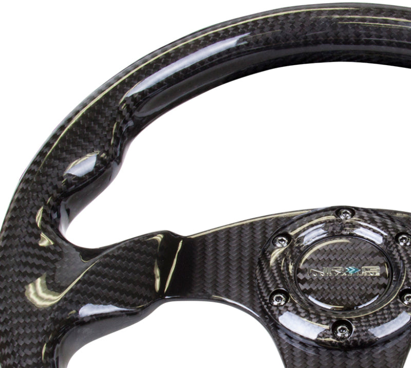 NRG Carbon Fiber Steering Wheel (320mm) Flat Bottom w/ Shiny Black Carbon (ST-009CF/BK) - photo 3