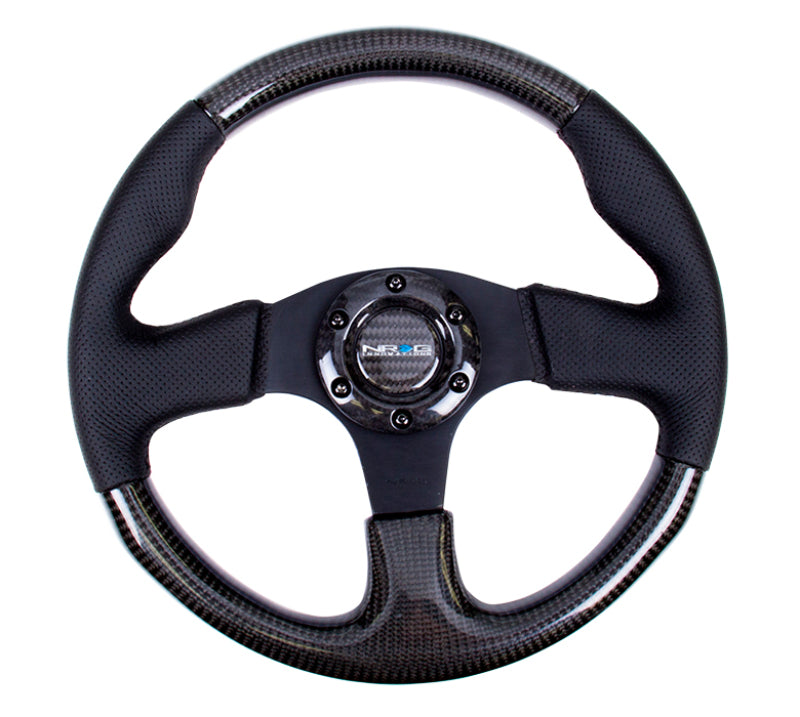 NRG Carbon Fiber Steering Wheel (315mm) Leather Trim w/ Black Stitching (ST-310CFBS)