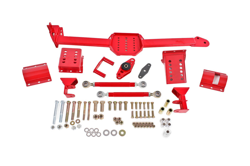BMR Suspension 05-14 S197 Mustang Body Mount Watts Link Rod End/Poly w/ Adj. Axle Clamps - Red