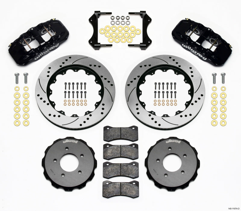Wilwood 1999-2006 BMW 3 Series E46 Aero6 Front Big Brake Kit (14in) - Black / Drilled & Slotted