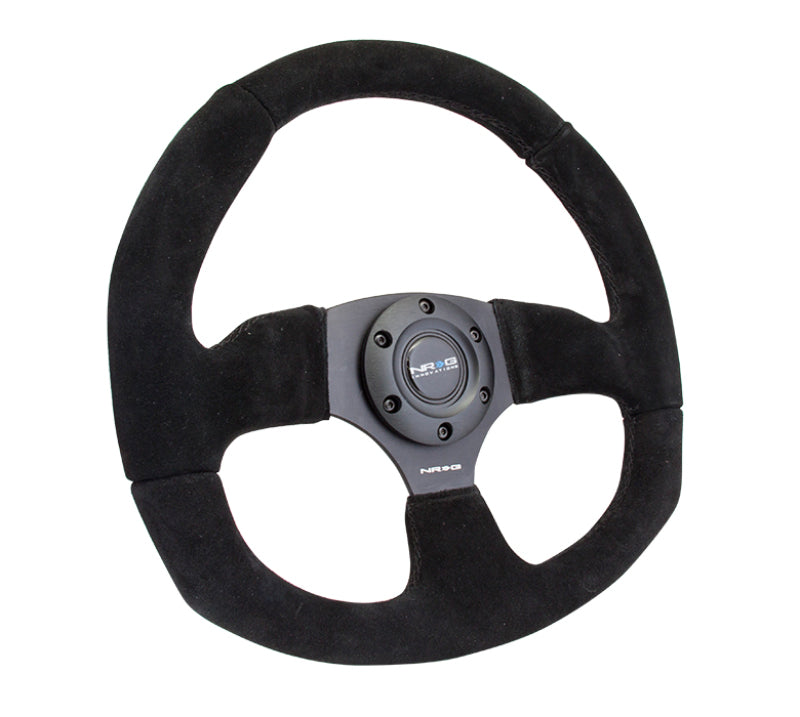 NRG Reinforced Steering Wheel (320mm Horizontal / 330mm Vertical) Black Suede w/ Black Stitching (RST-009S) - photo 2