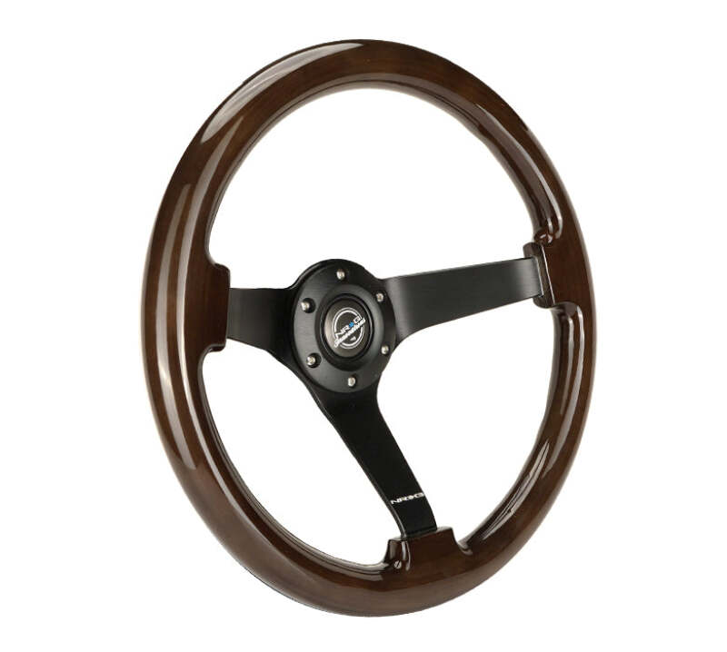 NRG Reinforced Steering Wheel (350mm) Dark Wood Grain - 3in Deep - Black 3-Spoke Center (RST-036BK-BKW) - photo 5