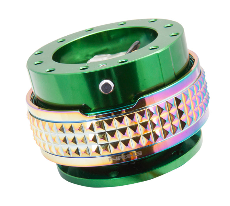 NRG Quick Release Kit - Pyramid Edition - Green Body / Neochrome Pyramid Ring (SRK-210GN/MC)