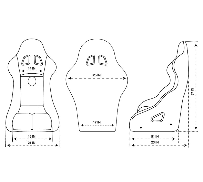 NRG FIA Competition Seat w/ Competition Fabric & FIA Homologated Free Driving Position (FRP-RS500M) - photo 4