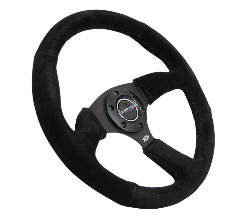 NRG Reinforced Steering Wheel (350mm / 2.5in. Deep) Black Suede Comfort Grip w/ 5mm Matte Black Spokes (RST-023MB-S) - photo 2