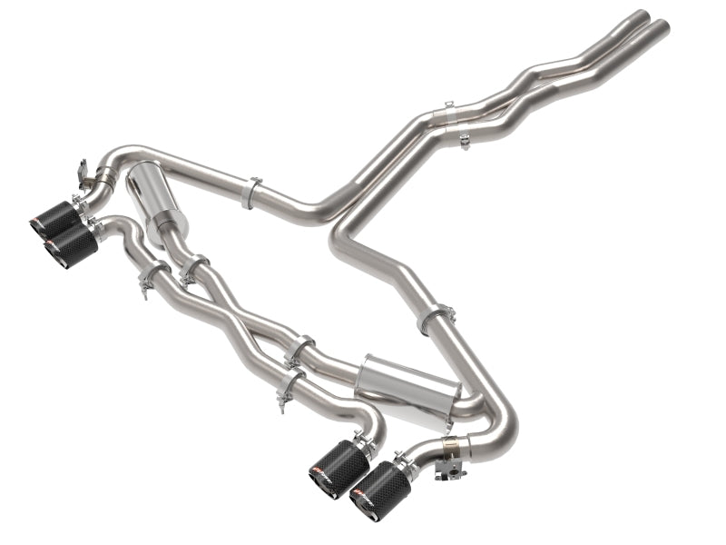 aFe 2020-2022 Audi RS6 Avant V8 4L MACH Force-Xp 3in to 2.5in 304 Stainless Steel Cat-Back Exhaust with Carbon Tip