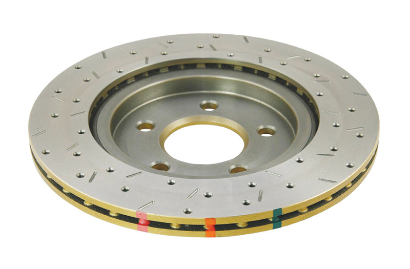DBA Ford Mustang (S197) 4000 Series XS Drilled & Slotted Rear Brake Rotor, Gold Hat (DBA42114XS)