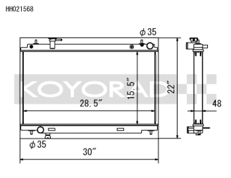 Koyo 2003-2006 Nissan 350Z 3.5L V6 (Manual Transmission) Radiator - part drawing