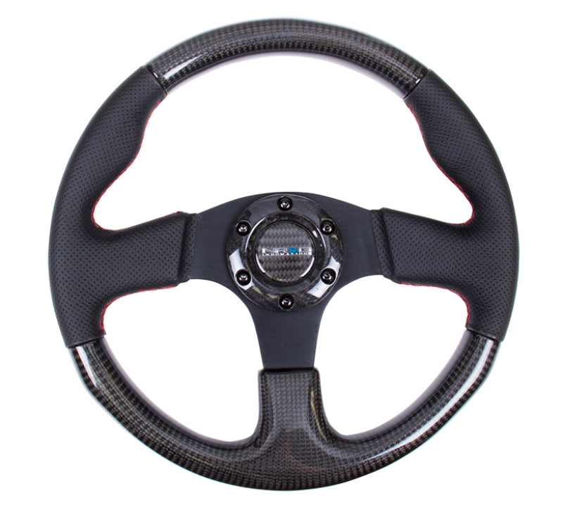 NRG Carbon Fiber Steering Wheel (315mm) Leather Trim w/ Red Stitching (ST-310CFRS) - photo 3