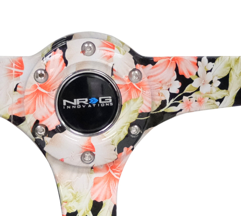 NRG Reinforced Steering Wheel (350mm / 3in. Deep) Black Suede Floral Dipped w/ Black Baseball Stitch (RST-036FL-S) - photo 4