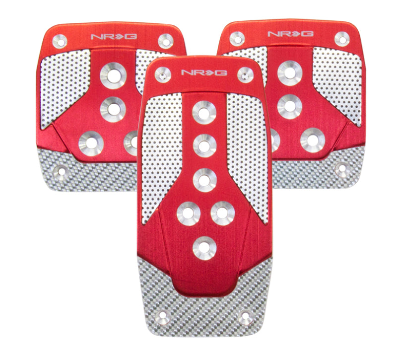 NRG Aluminum Sport Pedal M/T - Red w/ Silver Carbon