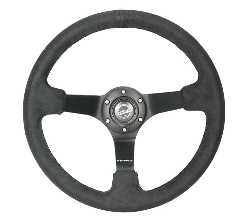 NRG Reinforced Steering Wheel (350mm / 3in. Deep) Black Alcantara w/ Black Stitching - Matte Black Spoke (RST-036MB-SA)