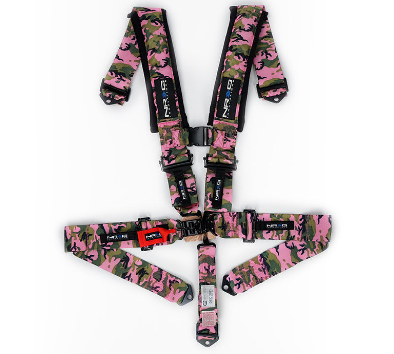 NRG SFI 16.1 5-Point 3in. Seat Belt Harness/ Latch Link - Pink Camo (SBH-5PCPKCAMO-1221)