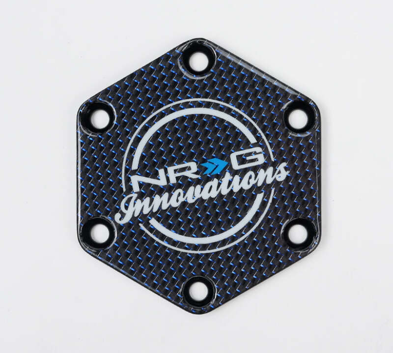 NRG Carbon Fiber w/ Blue Texalium Fabrics Horn Delete Button Circular Logo Front/ Back (STR-640CF/BL) - photo 2