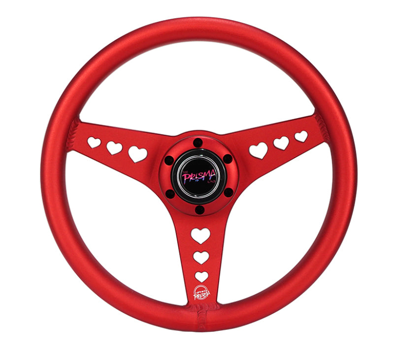 NRG All Aluminum Steering Wheel 330mm - Heart Cut Out - Ergonomic Grip - Anadized Red (RST-073-RD)