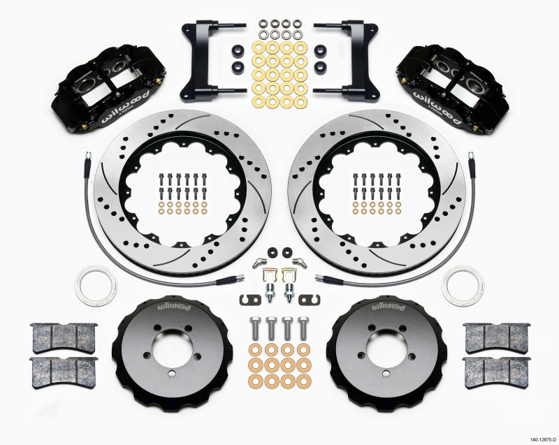Wilwood 1999-2012 Subaru WRX Forged Narrow Superlite 6R Front Big Brake Kit (14in) - Black / Drilled & Slotted