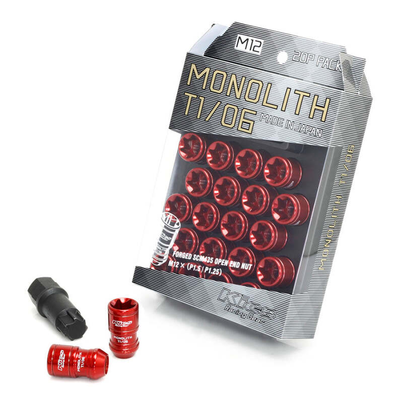 Project Kics 12x1.50 Monolith T1/06 Lug Nut Set - Red (20 Pcs) (WMN01R)