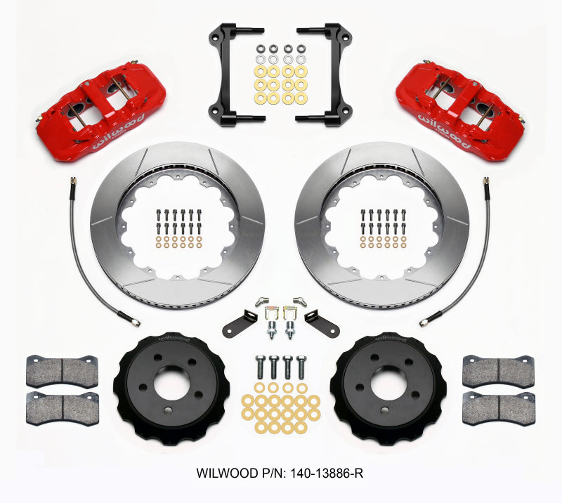 Wilwood 2015-2023 Ford Mustang Aero6 Front Big Brake Kit (14in) - Red / Slotted