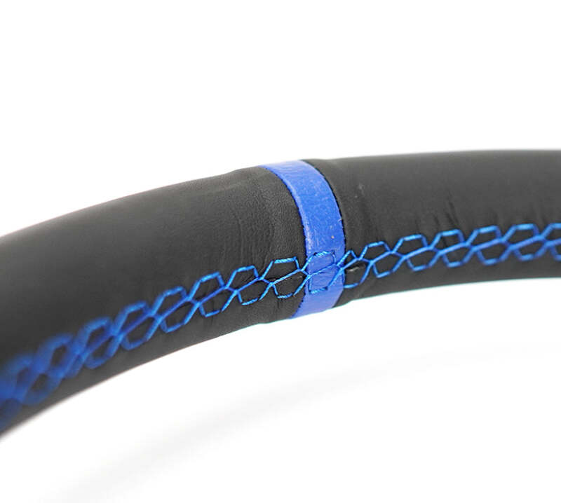 NRG Carbon Fiber Steering Wheel (320mm) Blue CF Center w/ Blue Stitch Blue Center Mark Flat Bottom (RST-024CF/BL) - photo 4