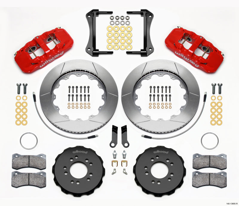 Wilwood 2005-2014 Ford Mustang Aero6 Front Big Brake Kit (14in) for BMR Suspension - Red / Slotted