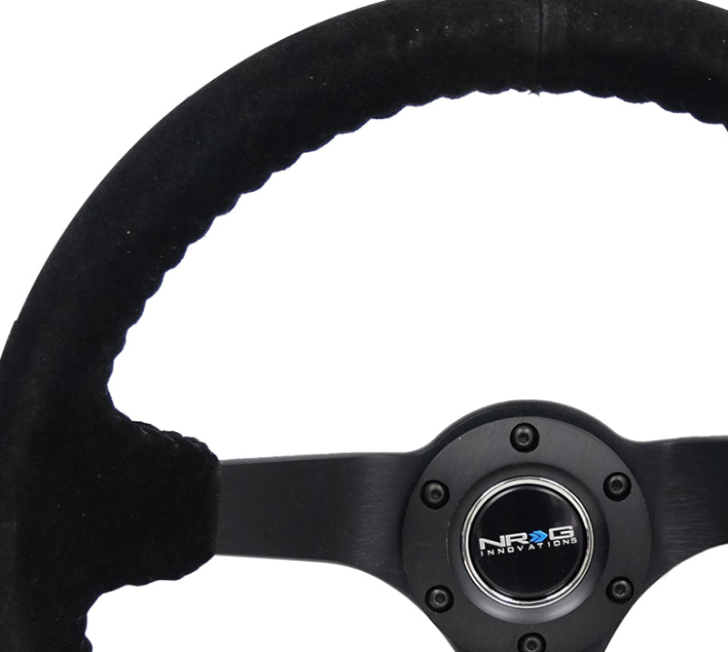 NRG Reinforced Steering Wheel (350mm / 3in. Deep) Black Suede/Black Bball Stitch w/ 5mm Matte Black Spoke (RST-036MB-S-BK) - photo 3
