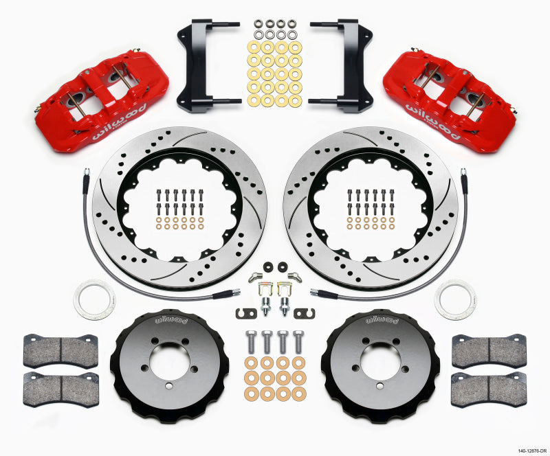 Wilwood 1999-2012 Subaru WRX Aero6 Front Big Brake Kit (14in) - Red / Drilled & Slotted