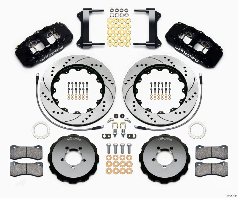 Wilwood 1999-2012 Subaru WRX Aero6 Front Big Brake Kit (14in) - Black / Drilled & Slotted