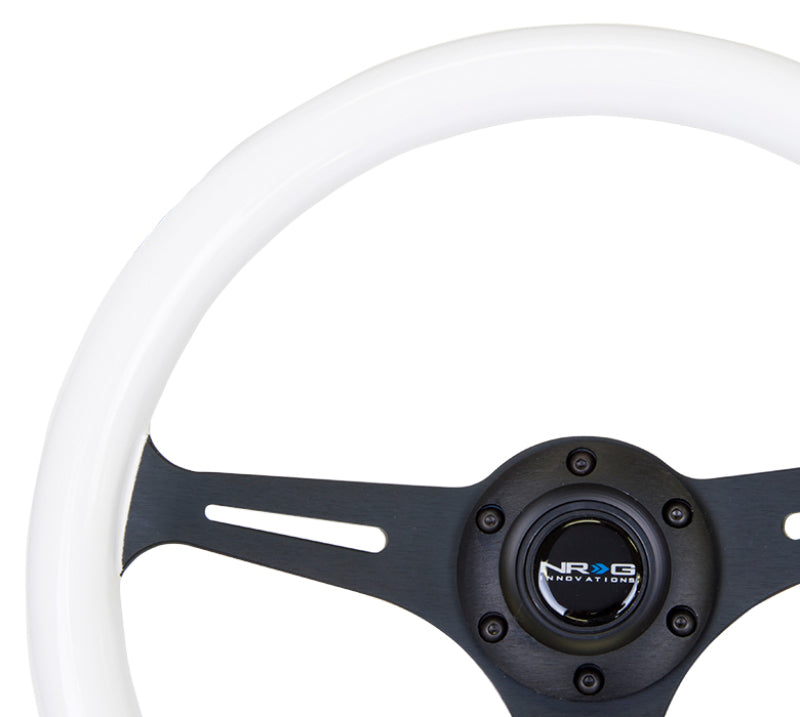 NRG Classic Wood Grain Steering Wheel (350mm) Glow-in-the-Dark Green Grip w/ Black 3-Spoke Center (ST-015BK-GL) - photo 2