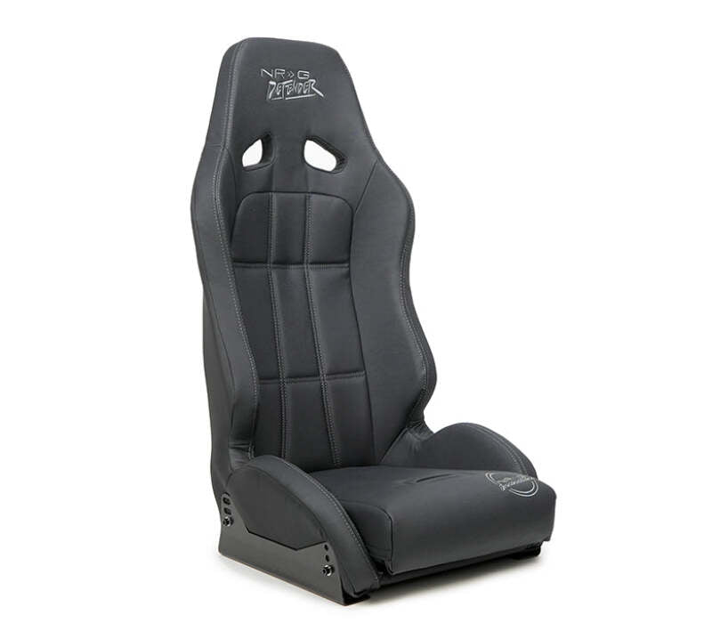 NRG Defender Water Resistant Steel Frame Suspension Seats Black w/ Black Trim & Yellow Embroidery (DF-100BK-S)