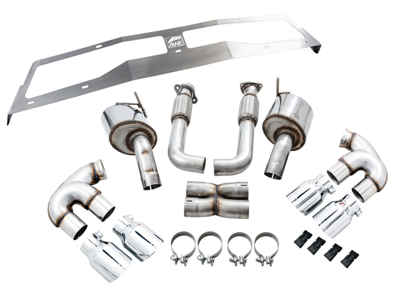 AWE Tuning 2020 Chevrolet Corvette (C8) Touring Edition Exhaust - Quad Chrome Silver Tips - photo 6