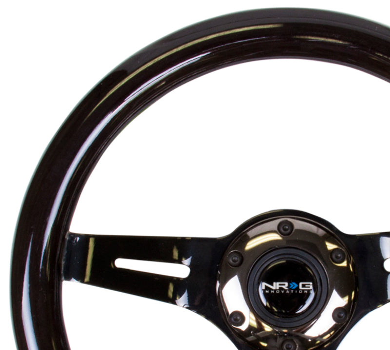 NRG Classic Wood Grain Steering Wheel (310mm) Black w/ Black Chrome 3-Spoke Center (ST-310BK-BK) - photo 4