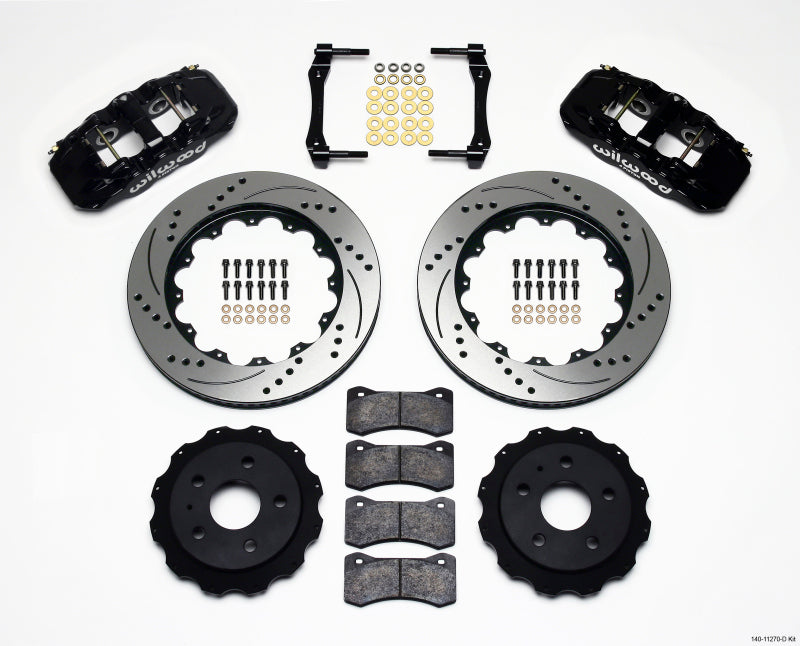 Wilwood 2010-2015 Chevrolet Camaro Aero4 Rear Big Brake Kit (14.25in) - Black / Drilled & Slotted
