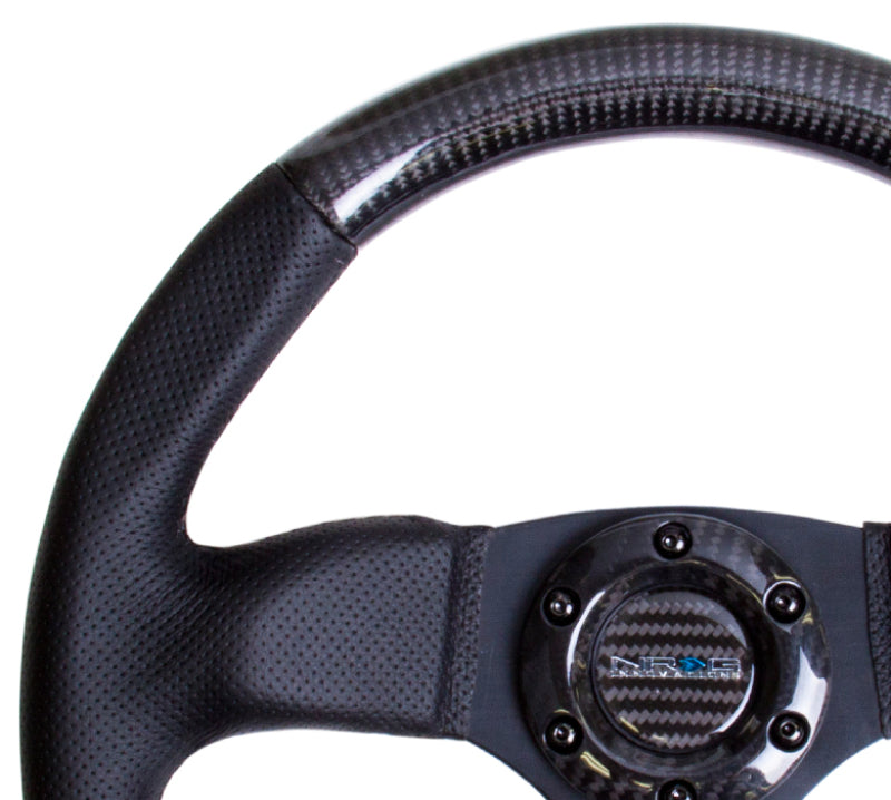 NRG Carbon Fiber Steering Wheel (320mm) Flat Bottom & Leather Trim w/ Black Stitching (ST-009CFBS) - photo 5