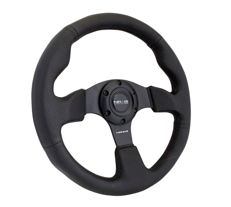 NRG Reinforced Steering Wheel (320mm) Black Leather w/ Black Stitching (RST-012R) - photo 2