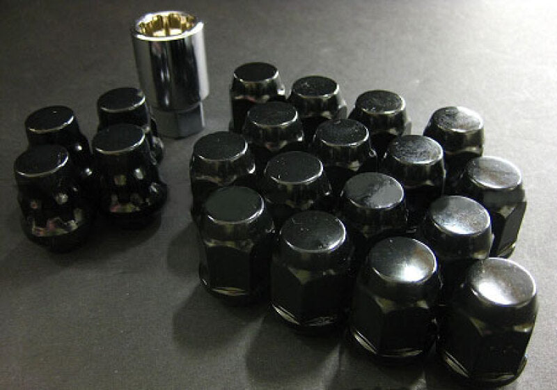 Project Kics Black Bullock and Nut Set - 12x1.25 (16 Lugs + 4 Locks) (W653B19)