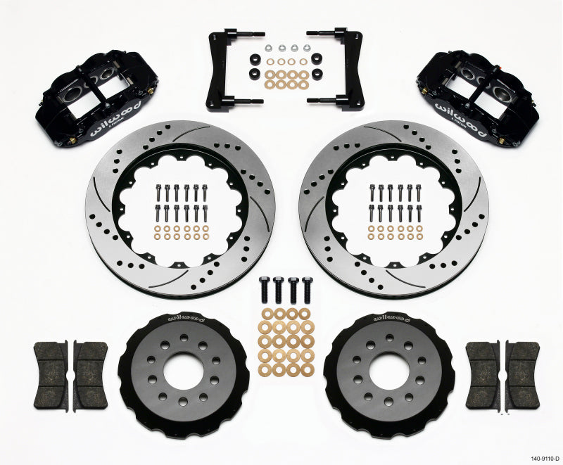 Wilwood 2005-2014 Ford Mustang Forged Narrow Superlite 6R Front Big Brake Kit (14in) - Black / Drilled & Slotted