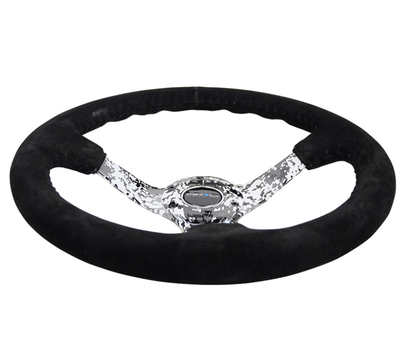 NRG Reinforced Steering Wheel (350mm / 3in. Deep) Black Suede w/ Hydrodipped Digi-Camo Spokes (RST-036DC-S) - photo 4