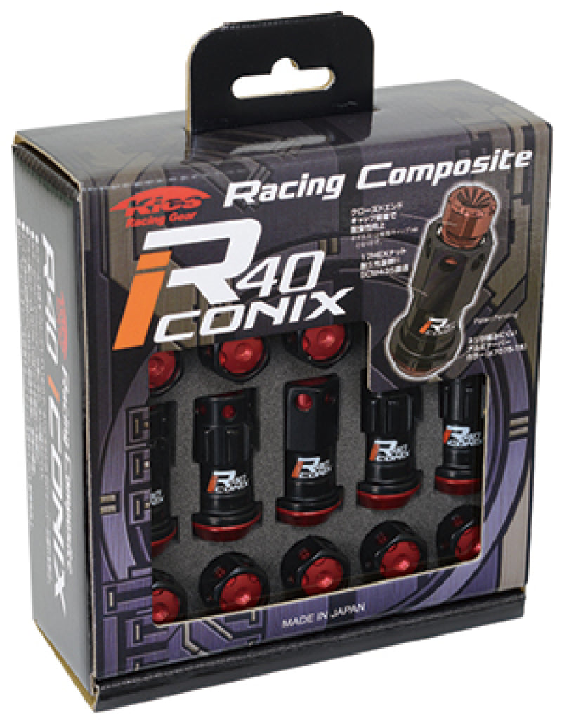 Project Kics 16+4 Locks Black R40 Iconix w/ Plastic Cap (Red) - 14x1.50 (WRIA14KR)