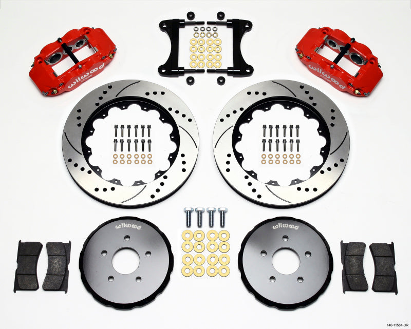 Wilwood 2009-2013 Nissan 370Z / Infiniti G37 Forged Narrow Superlite 6R Front Big Brake Kit (14in) - Red / Drilled & Slotted