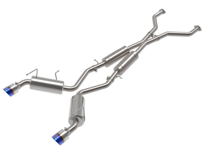 aFe Takeda 2009-2020 Nissan 370z 2-1/2 IN 304 Stainless Steel Cat-Back Exhaust System with Blue Flame Tip