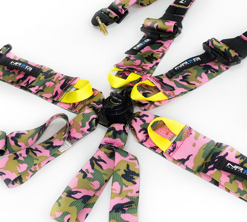 NRG FIA 6-Point 2in. Shoulder Belt for HANS Device/ Rotary Cam Lock Buckle/ 3in. Waist Belt - Pink Camo (SBH-HRS6PCPKCAMO) - photo 2