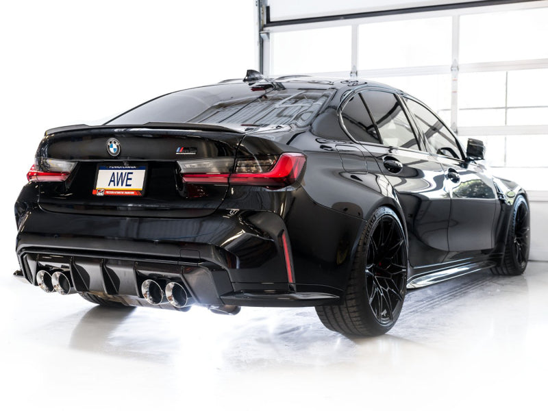 AWE Tuning Track Edition Cat-Back Exhaust for BMW G8X M3/M4 - Chrome Silver Tips - photo 3