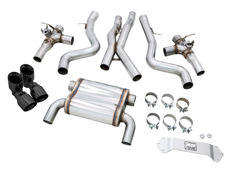 AWE Tuning BMW F8X M3/M4 SwitchPath Cat-Back Exhaust - Diamond Black Tips - photo 6
