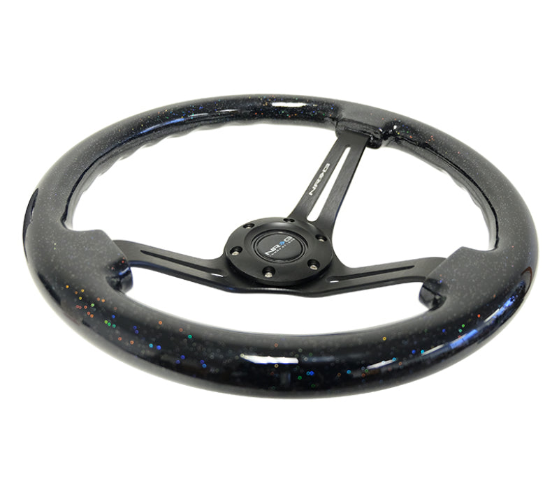 NRG Reinforced Steering Wheel (350mm / 3in. Deep) Black Multi Color Flake Wood w/ Black Matte Center (RST-018BSB-BK) - photo 3