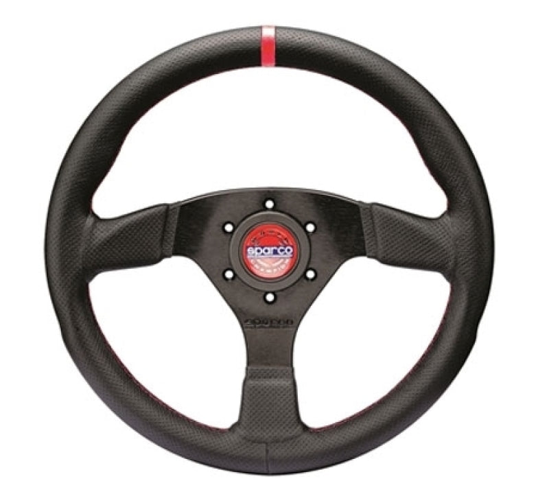 Sparco Steering Wheel R383 Champion Black Leather / Red Stitching (015R383PLUNRS)